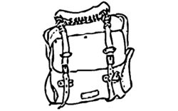 Hand-drawn illustration of a bacpack-style bag
