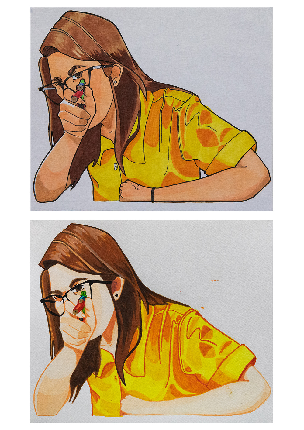54. Kristabella Badman, 'Self portrait 2021', markers, watercolour, Year 11, Coffs Harbour High School