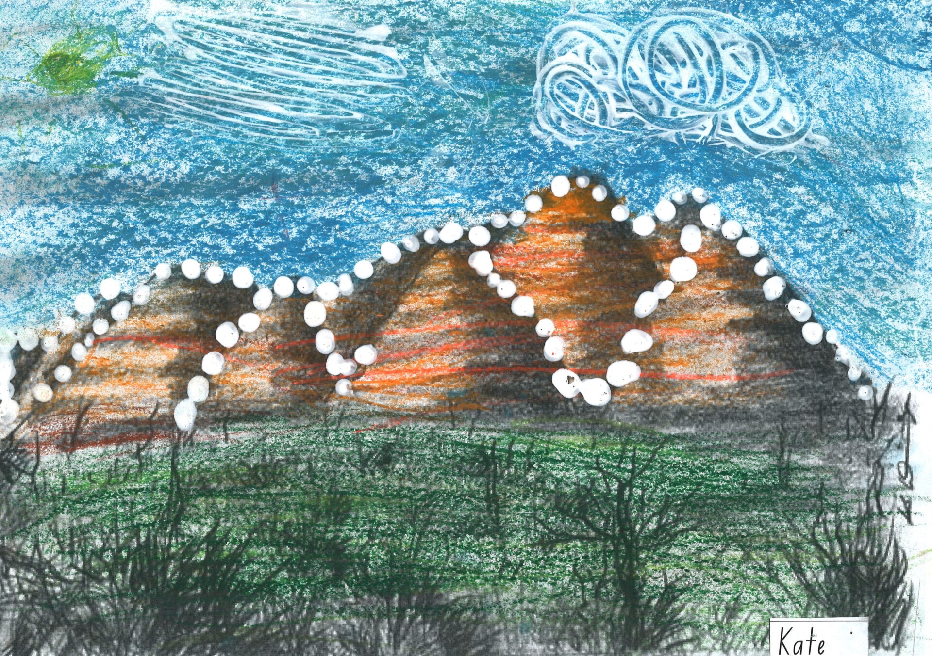 4. Kate Mitchell, 'The Mountain Ranges', oil pastel and paint, Year 1, Premer Public School