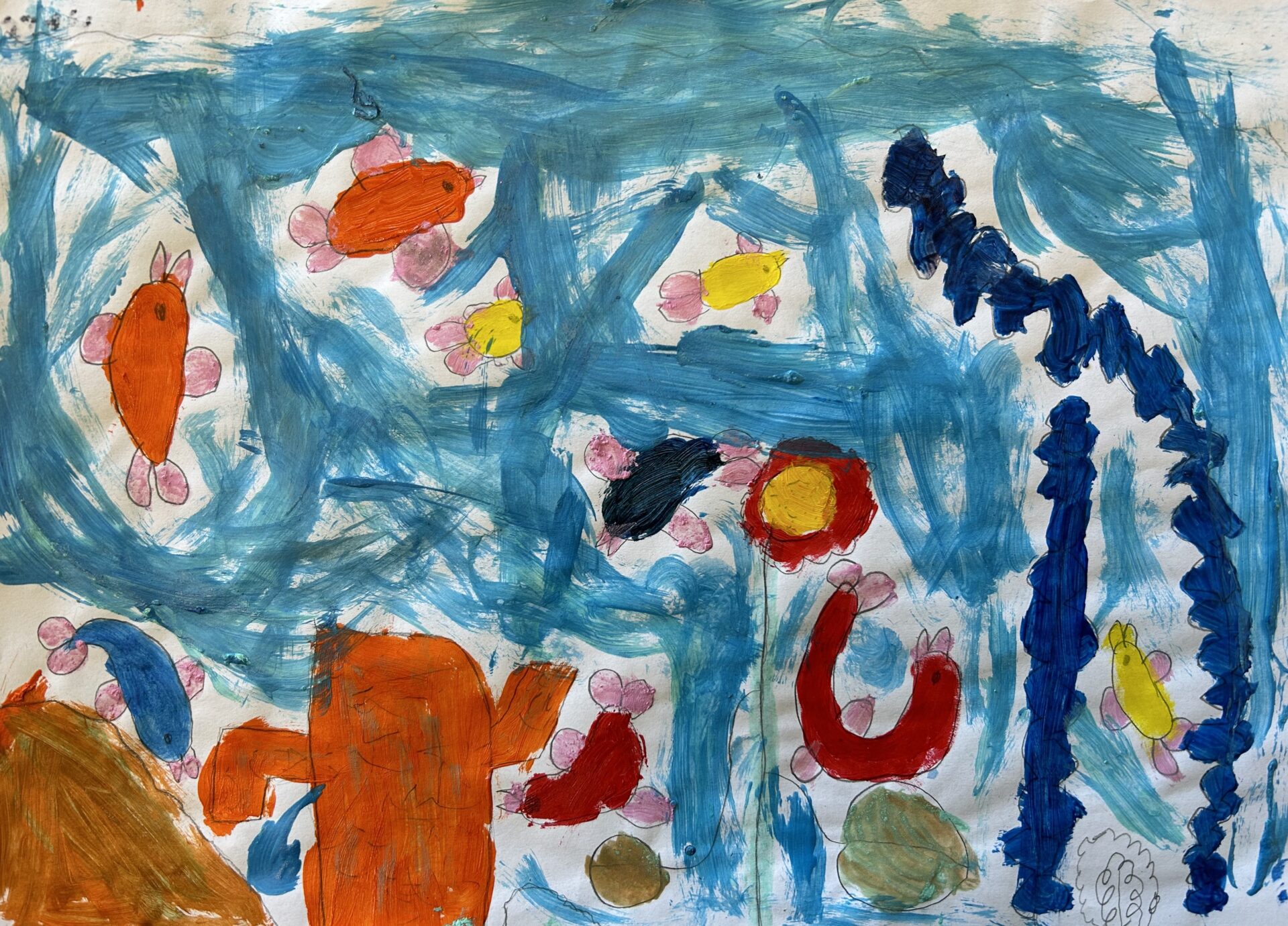 2. Hazel McMahon, 'Fish in the Sea', lead pencil and poster paint, Year 2, St Joseph's Primary School, Quirindi