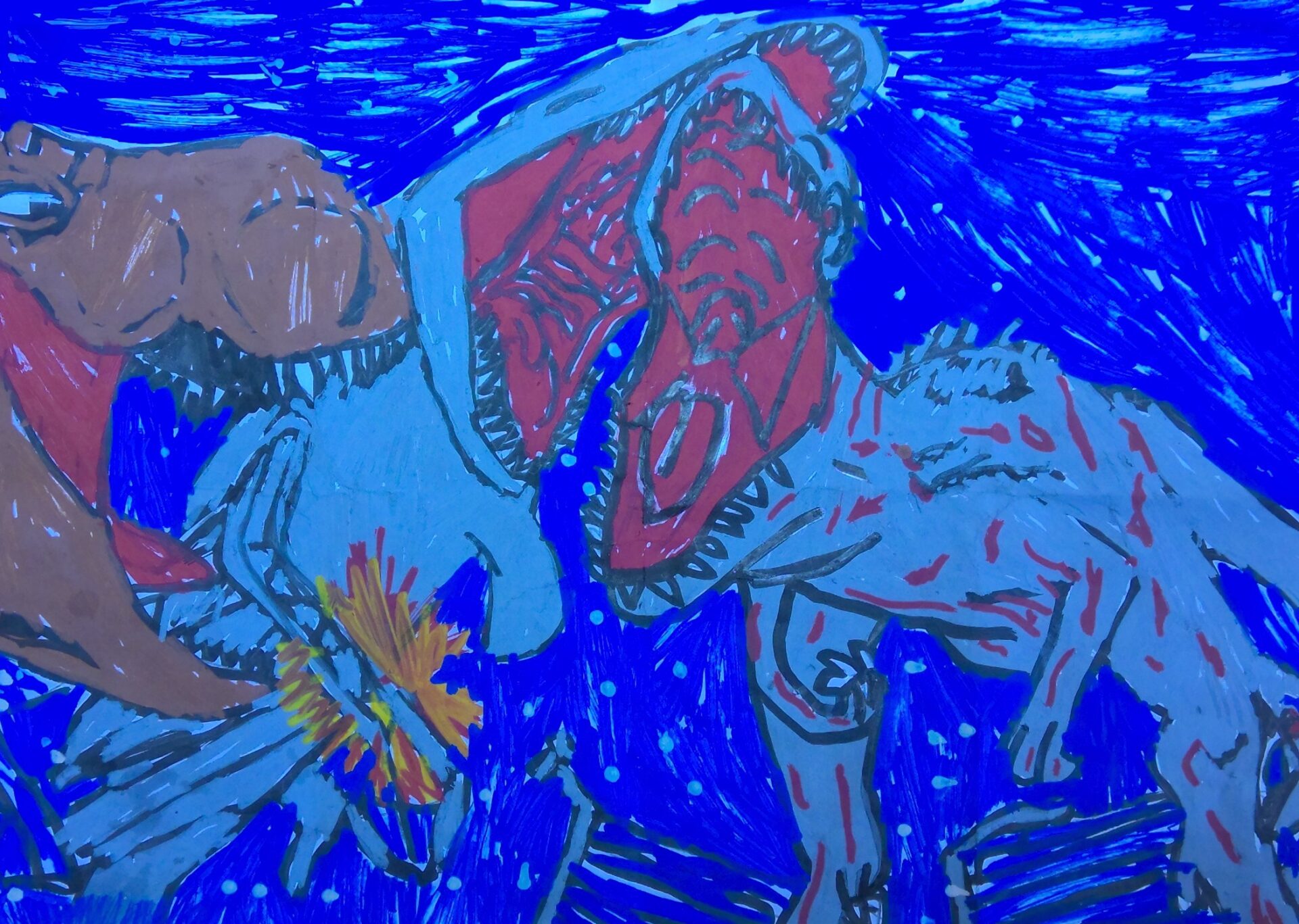 32. Soane Takai, 'Jurassic World Battle', pencil, Year 5, Drummond Memorial Public School
