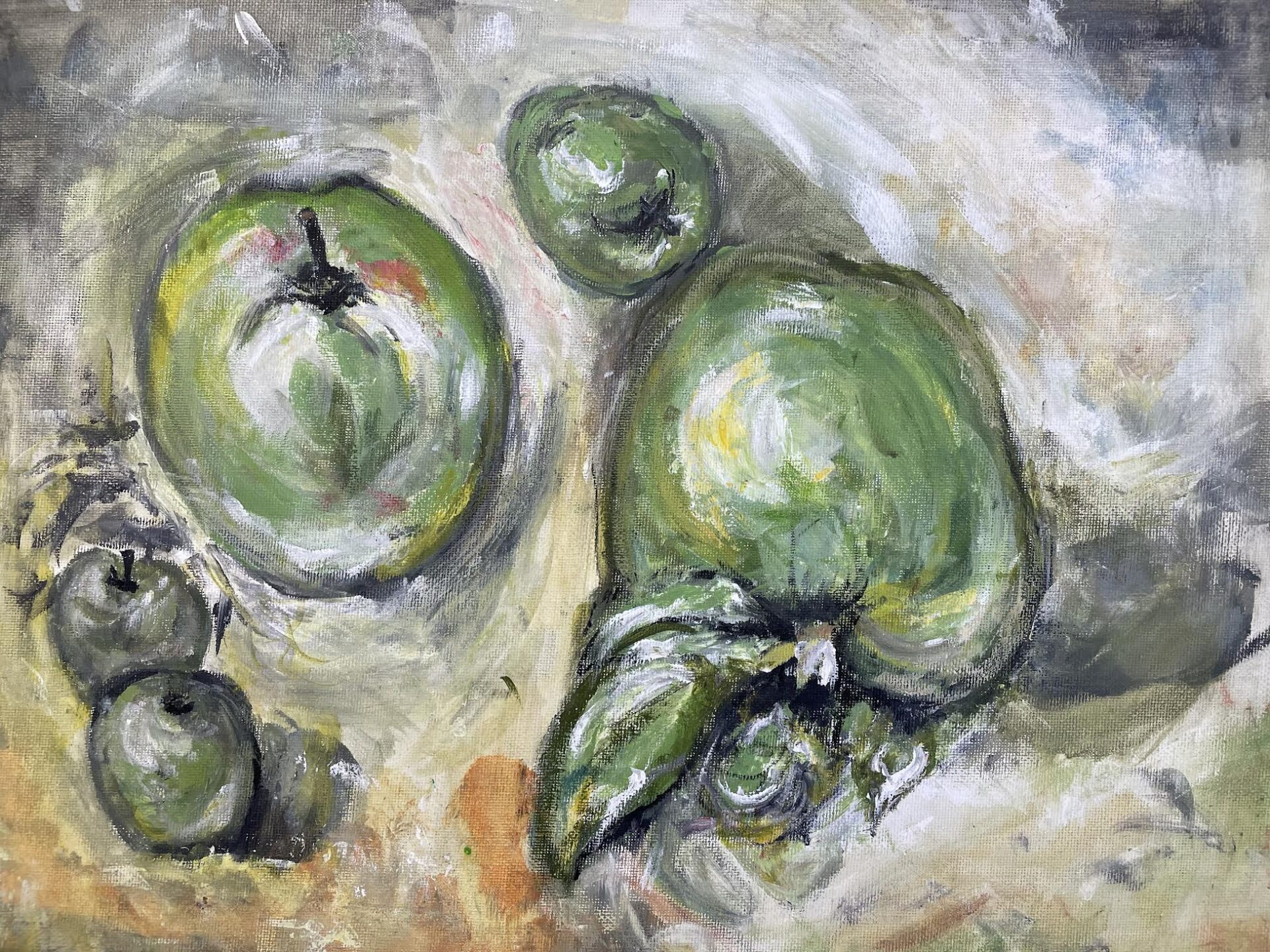 46. Navita Maher, 'Cezanne - pommes vertes,' acrylic on canvas, Year 9, PLC Armidale